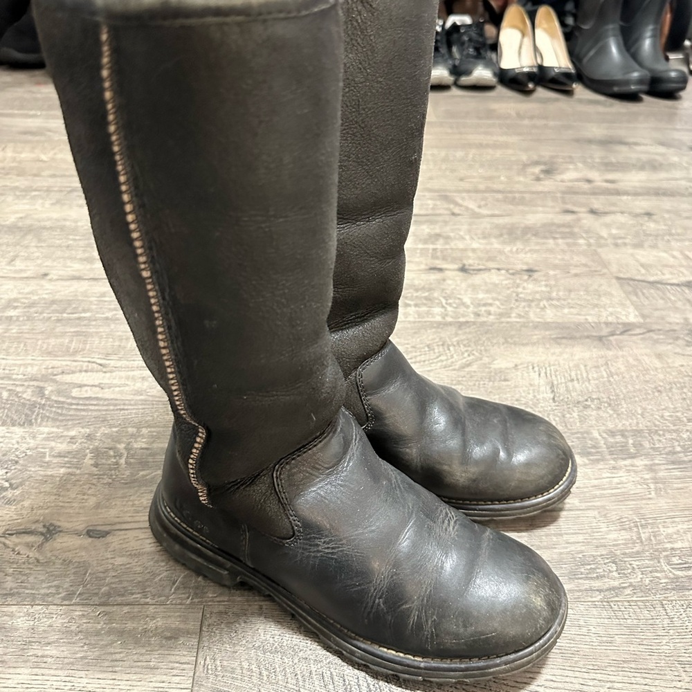 Black Leather Tall Riding Boots
